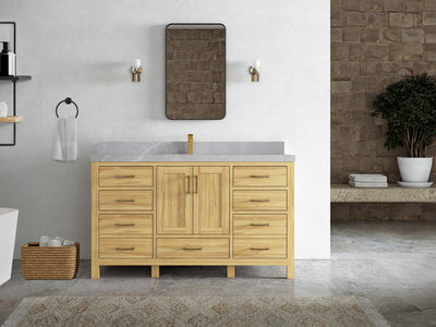 Malibu Teak Wood 60 in. W x 22 in. D Single Sink Bathroom Vanity - Willow Bath and Vanity