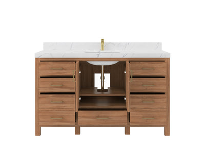 Malibu Teak Wood 60 in. W x 22 in. D Single Sink Bathroom Vanity - Willow Bath and Vanity