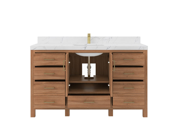 Malibu Teak Wood 60 in. W x 22 in. D Single Sink Bathroom Vanity - photo 5