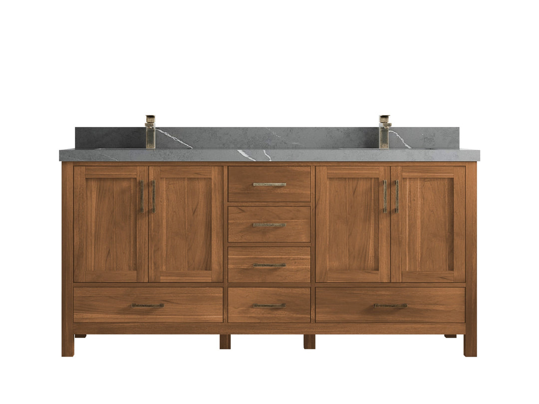 Malibu Teak Wood 72 in. W x 22 in. D Double Sink Bathroom Vanity - Willow Bath and Vanity