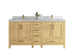 Malibu Teak Wood 72 in. W x 22 in. D Double Sink Bathroom Vanity - photo 1