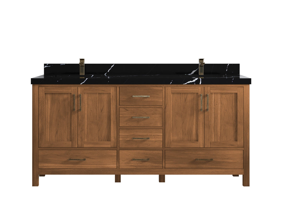 Malibu Teak Wood 72 in. W x 22 in. D Double Sink Bathroom Vanity - Willow Bath and Vanity