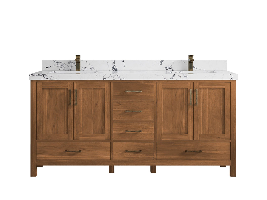 Malibu Teak Wood 72 in. W x 22 in. D Double Sink Bathroom Vanity - Willow Bath and Vanity