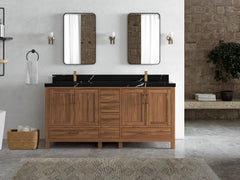 Malibu Teak Wood 72 in. W x 22 in. D Double Sink Bathroom Vanity - photo 14