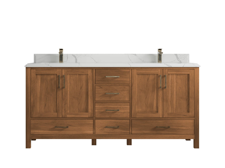 Malibu Teak Wood 72 in. W x 22 in. D Double Sink Bathroom Vanity - photo 25