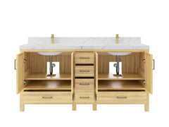 Malibu Teak Wood 72 in. W x 22 in. D Double Sink Bathroom Vanity - photo 5