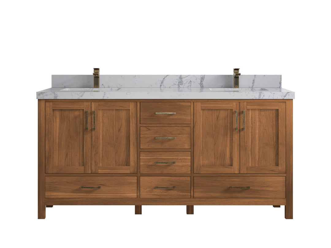 Malibu Teak Wood 72 in. W x 22 in. D Double Sink Bathroom Vanity - Willow Bath and Vanity