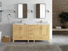 Malibu Teak Wood 72 in. W x 22 in. D Double Sink Bathroom Vanity - photo 43