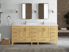 Malibu Teak Wood 84 in. W x 22 in. D Double Sink Bathroom Vanity - photo 21