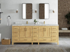 Malibu Teak Wood 84 in. W x 22 in. D Double Sink Bathroom Vanity - photo 4