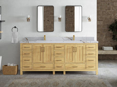 Malibu Teak Wood 84 in. W x 22 in. D Double Sink Bathroom Vanity - photo 19