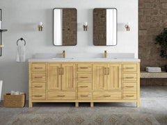 Malibu Teak Wood 84 in. W x 22 in. D Double Sink Bathroom Vanity - photo 25