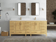 Malibu Teak Wood 84 in. W x 22 in. D Double Sink Bathroom Vanity - photo 37