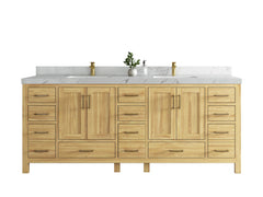 Malibu Teak Wood 84 in. W x 22 in. D Double Sink Bathroom Vanity - photo 1