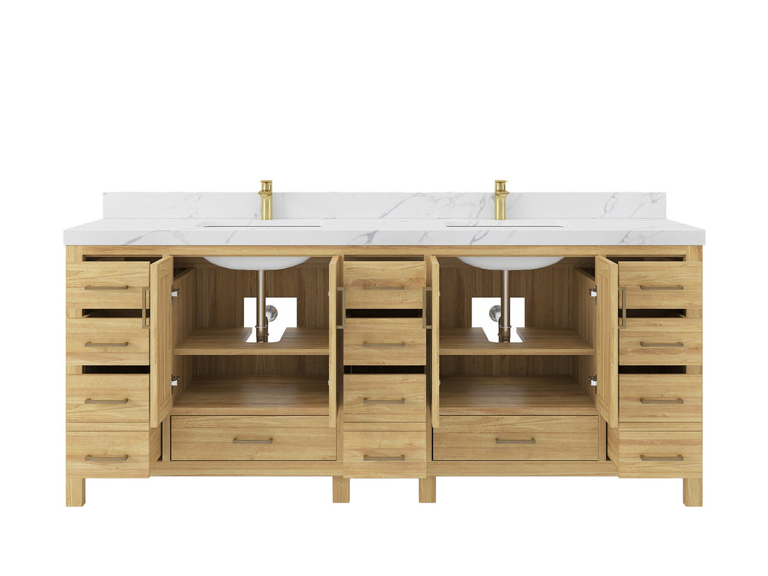 Malibu Teak Wood 84 in. W x 22 in. D Double Sink Bathroom Vanity - Willow Bath and Vanity