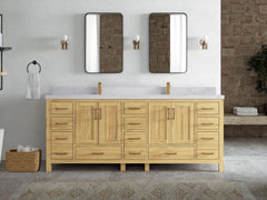 Malibu Teak Wood 84 in. W x 22 in. D Double Sink Bathroom Vanity - photo 23