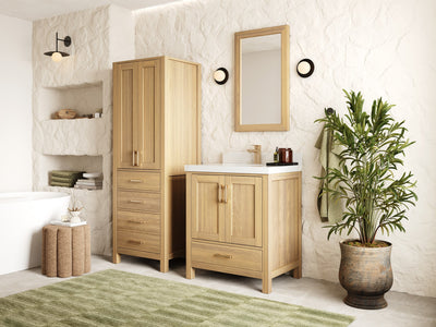Malibu White Oak 30 in. W x 22 in. D Single Sink Bathroom Vanity - Willow Bath and Vanity