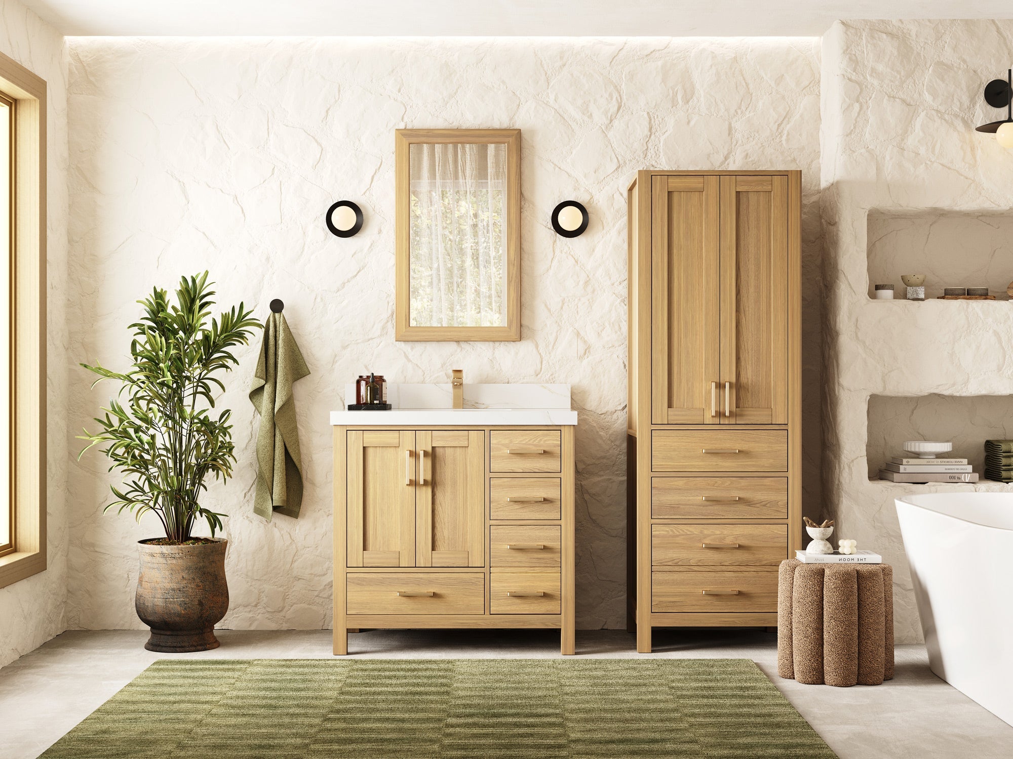 Malibu White Oak 36 in. W x 22 in. D Center Sink Bathroom Vanity - Willow Bath and Vanity