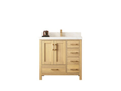 Malibu White Oak 36 in. W x 22 in. D Center Sink Bathroom Vanity - photo 1