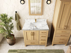Malibu White Oak 36 in. W x 22 in. D Center Sink Bathroom Vanity - photo 22