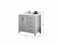 Malibu White Oak 36 in. W x 22 in. D Left Offset Sink Bathroom Vanity - photo 5