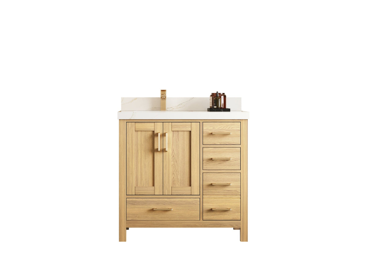 Malibu White Oak 36 in. W x 22 in. D Left Offset Sink Bathroom Vanity - Willow Bath and Vanity
