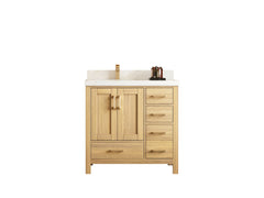 Malibu White Oak 36 in. W x 22 in. D Left Offset Sink Bathroom Vanity - photo 1