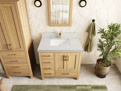 Malibu White Oak 36 W x 22 D Center Sink Bathroom Vanity - photo 21