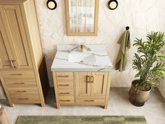 Malibu White Oak 36 W x 22 D Center Sink Bathroom Vanity - photo 24