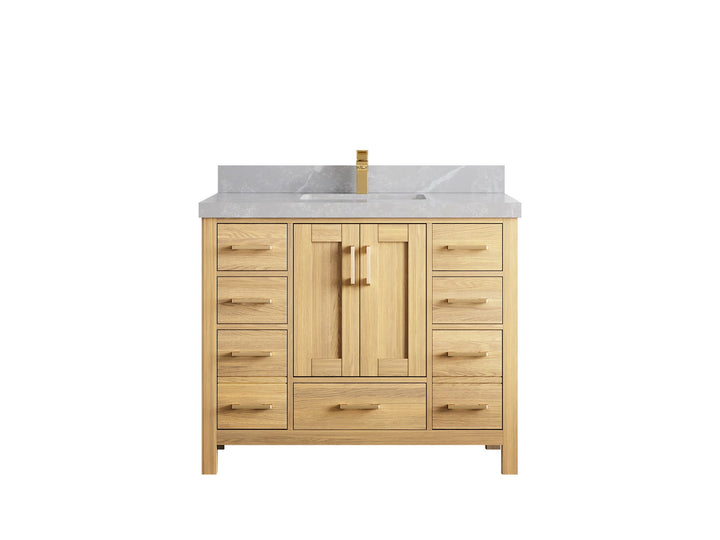 Malibu White Oak 42 in. W x 22 in. D Single Sink Bathroom Vanity - photo 38
