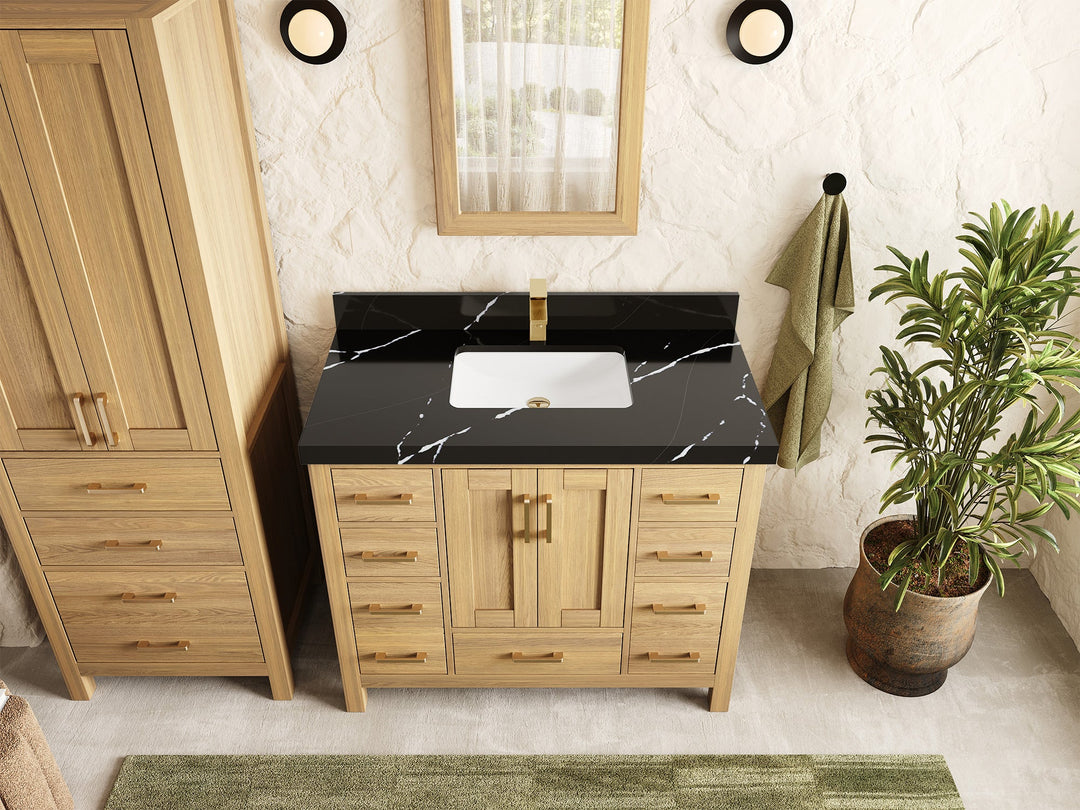 Malibu White Oak 42 in. W x 22 in. D Single Sink Bathroom Vanity - Willow Bath and Vanity