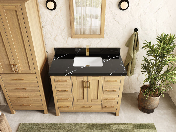 Malibu White Oak 42 in. W x 22 in. D Single Sink Bathroom Vanity - photo 17
