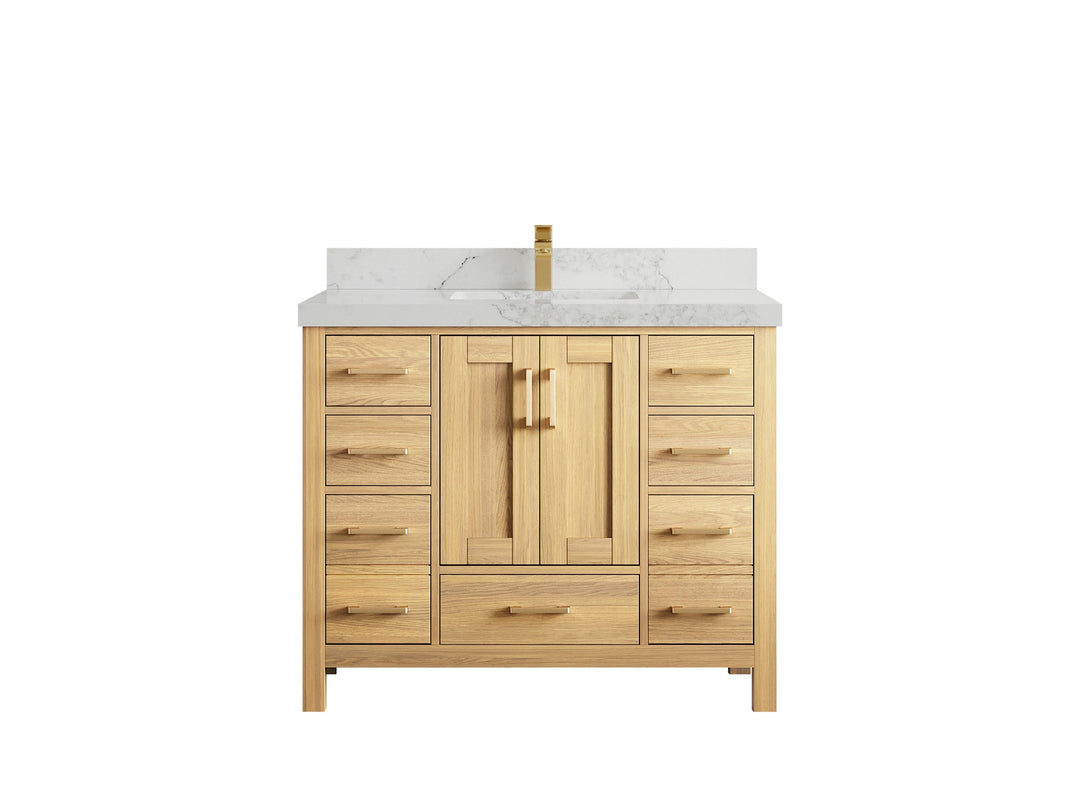 Malibu White Oak 42 in. W x 22 in. D Single Sink Bathroom Vanity - Willow Bath and Vanity