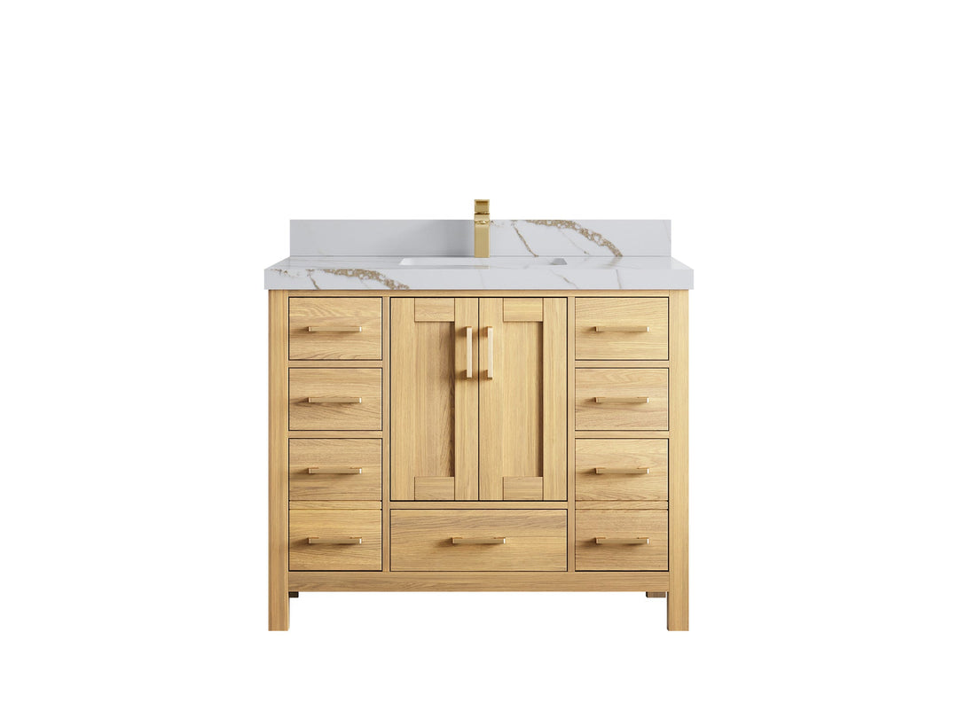 Malibu White Oak 42 in. W x 22 in. D Single Sink Bathroom Vanity - Willow Bath and Vanity