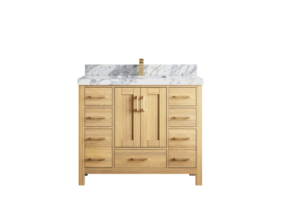 Malibu White Oak 42 in. W x 22 in. D Single Sink Bathroom Vanity - Willow Bath and Vanity