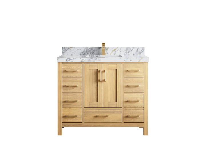 Malibu White Oak 42 in. W x 22 in. D Single Sink Bathroom Vanity - photo 26