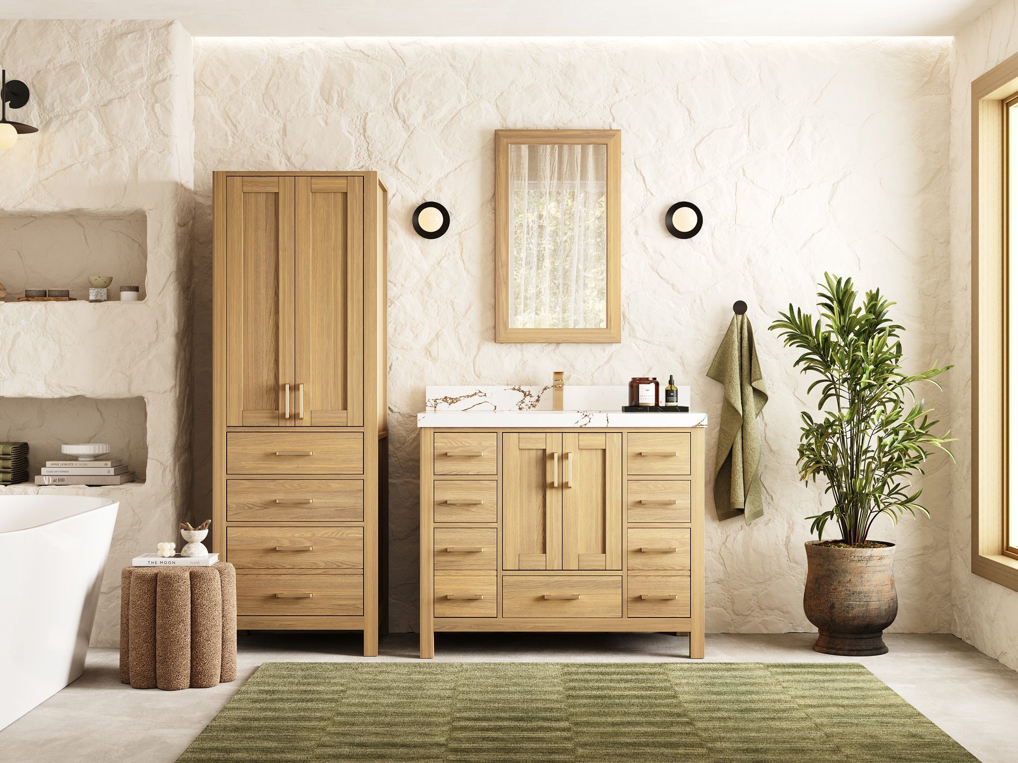 Malibu White Oak 42 in. W x 22 in. D Single Sink Bathroom Vanity - Willow Bath and Vanity