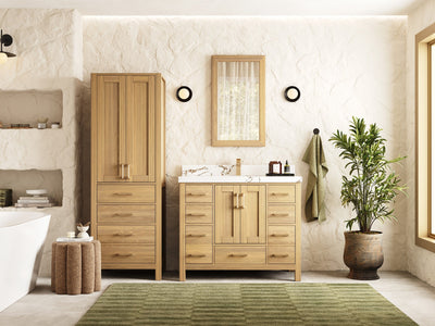 Malibu White Oak 42 in. W x 22 in. D Single Sink Bathroom Vanity - Willow Bath and Vanity