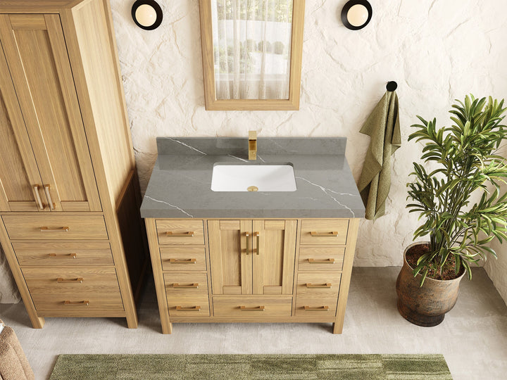 Malibu White Oak 42 in. W x 22 in. D Single Sink Bathroom Vanity - photo 39