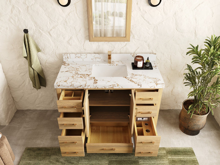 Malibu White Oak 48 in. W x 22 in. D Single Sink Bathroom Vanity - photo 4