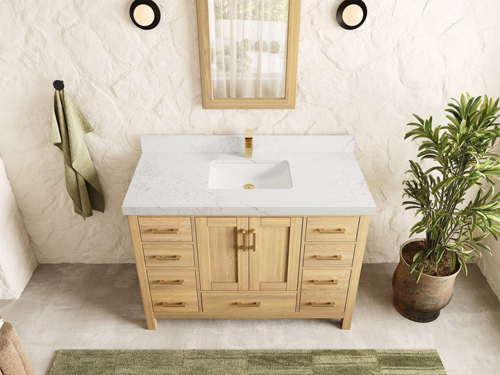 Malibu White Oak 48 in. W x 22 in. D Single Sink Bathroom Vanity - photo 33