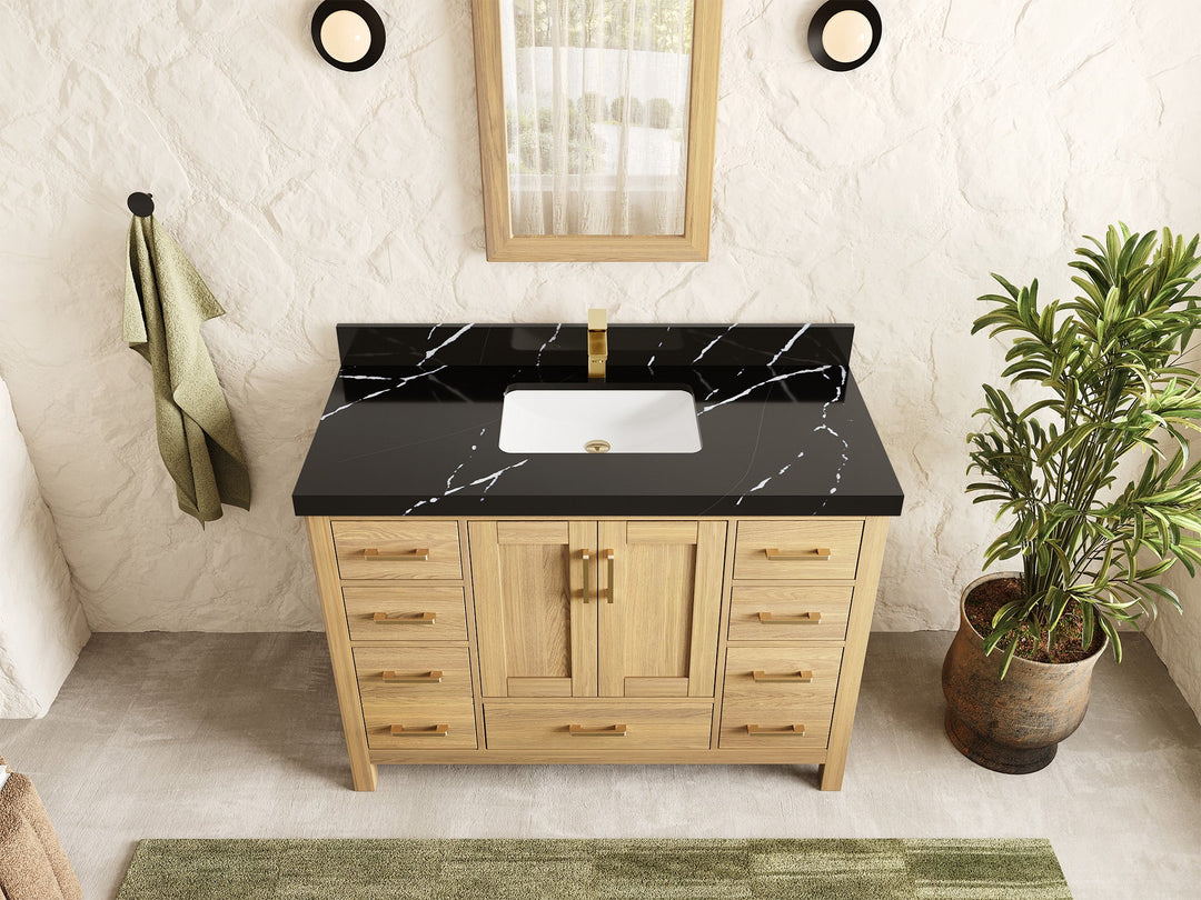 Malibu White Oak 48 in. W x 22 in. D Single Sink Bathroom Vanity - Willow Bath and Vanity