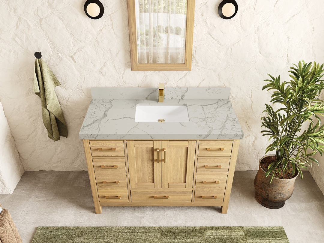 Malibu White Oak 48 in. W x 22 in. D Single Sink Bathroom Vanity - Willow Bath and Vanity