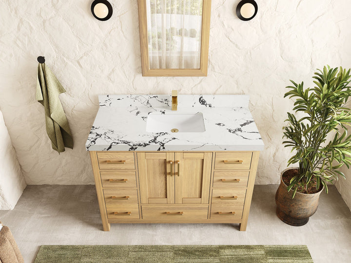 Malibu White Oak 48 in. W x 22 in. D Single Sink Bathroom Vanity - photo 41
