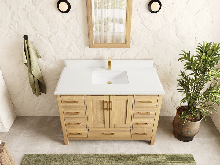 Malibu White Oak 48 in. W x 22 in. D Single Sink Bathroom Vanity - photo 29