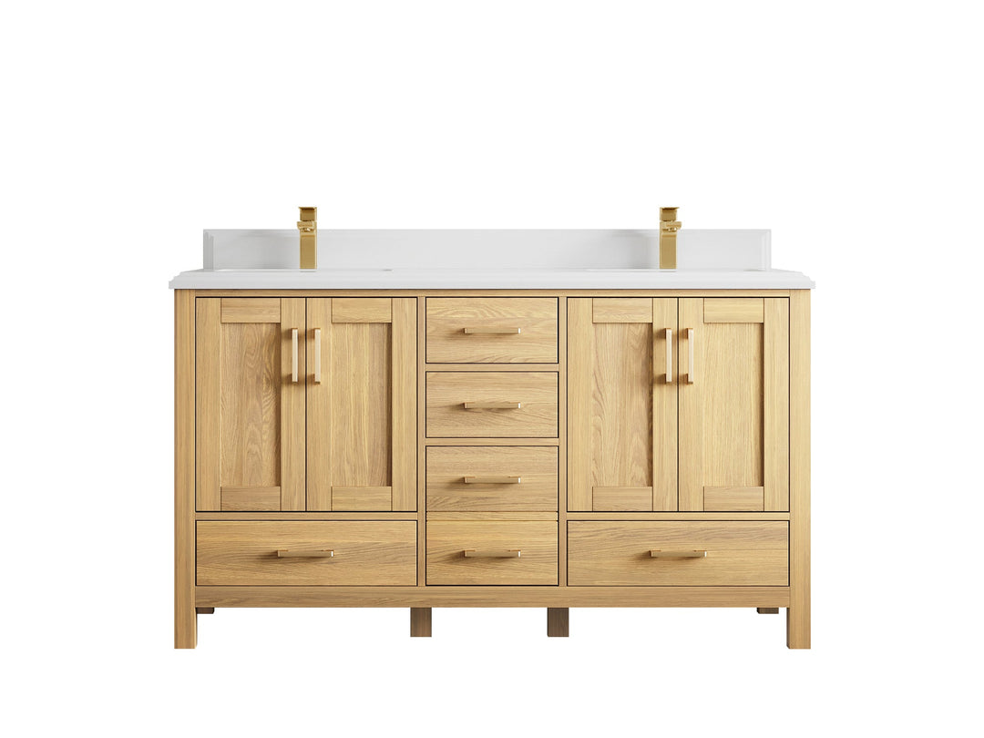 Malibu White Oak 60 in. W x 22 in. D Double Sink Bathroom Vanity - Willow Bath and Vanity