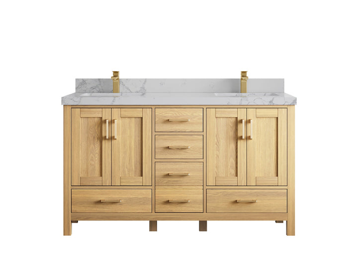 Malibu White Oak 60 in. W x 22 in. D Double Sink Bathroom Vanity - photo 47
