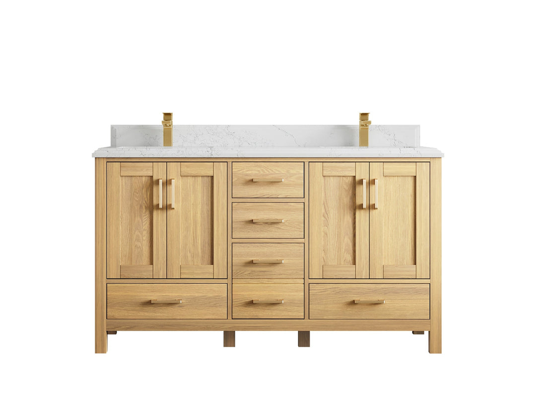 Malibu White Oak 60 in. W x 22 in. D Double Sink Bathroom Vanity - Willow Bath and Vanity