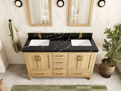 Malibu White Oak 60 in. W x 22 in. D Double Sink Bathroom Vanity - photo 16