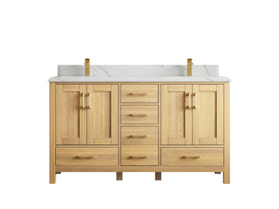 Malibu White Oak 60 in. W x 22 in. D Double Sink Bathroom Vanity - Willow Bath and Vanity